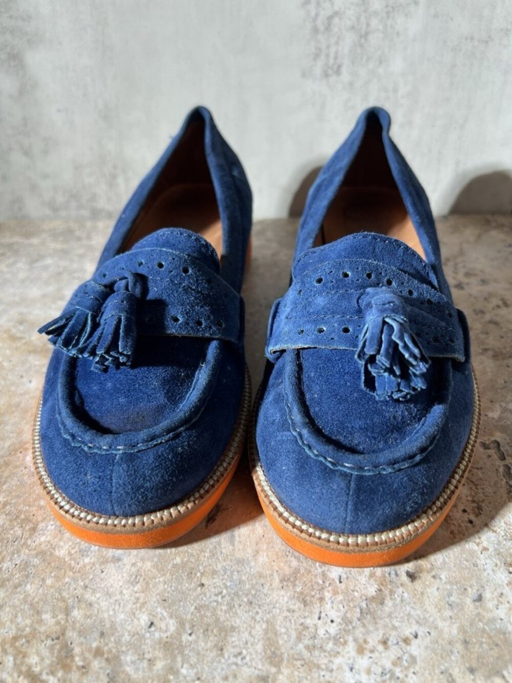Jeffrey Campbell Women’s Size 7.5 Blue Suede Tassel Loafers Oxford Flats